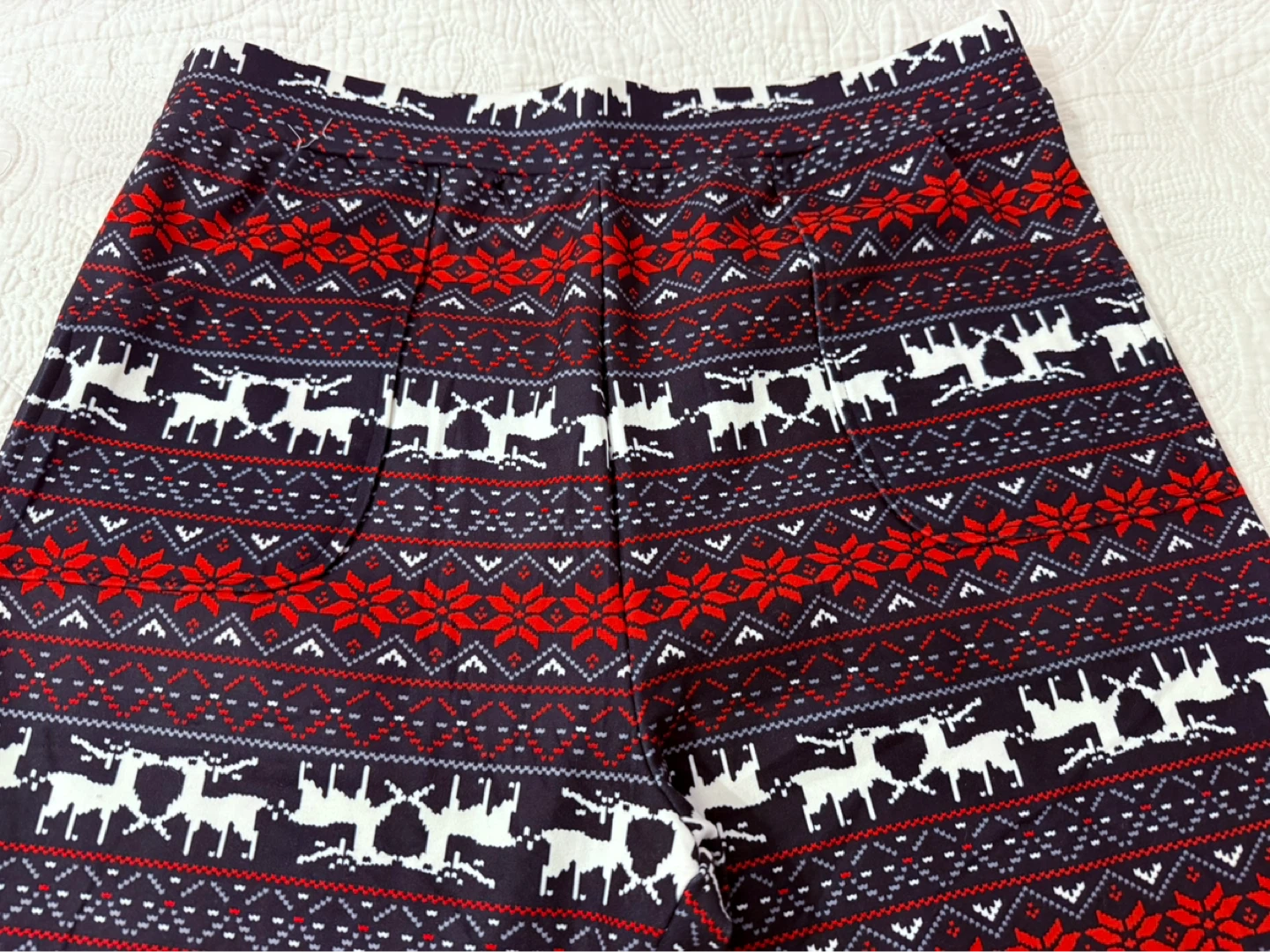 Alireverie Christmas Reindeer Fleece leggings with pockets - photo 2