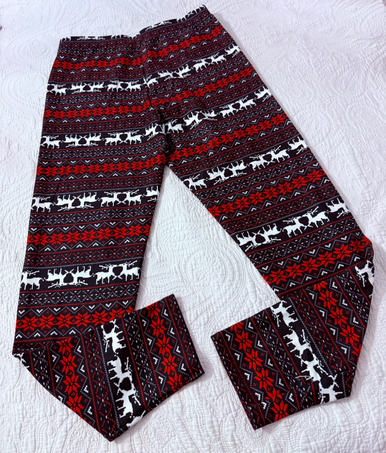 Alireverie Christmas Reindeer Fleece leggings with pockets - photo 3