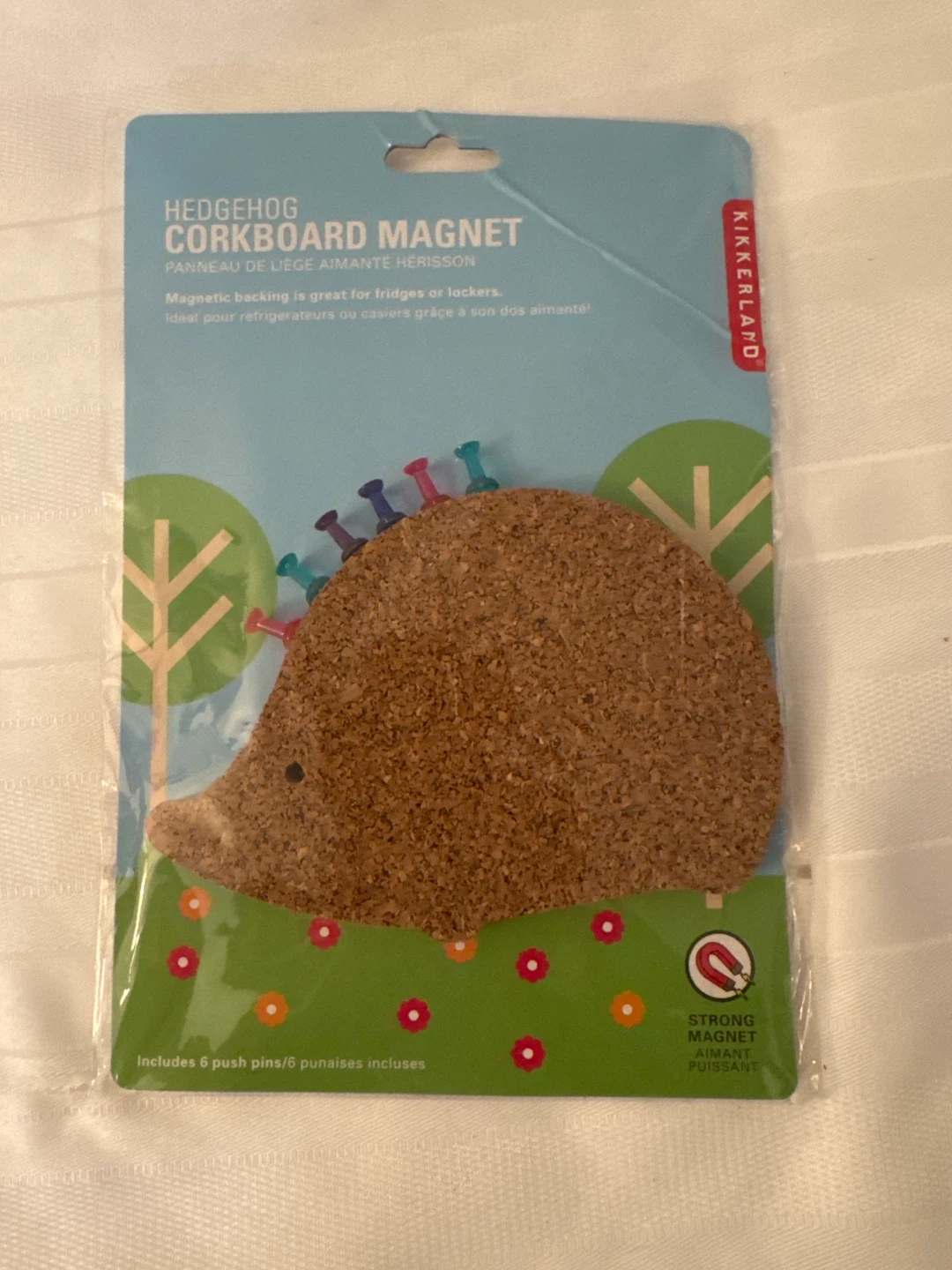 Kikkerland Hedgehog Corkboard Magnet with Push Pins