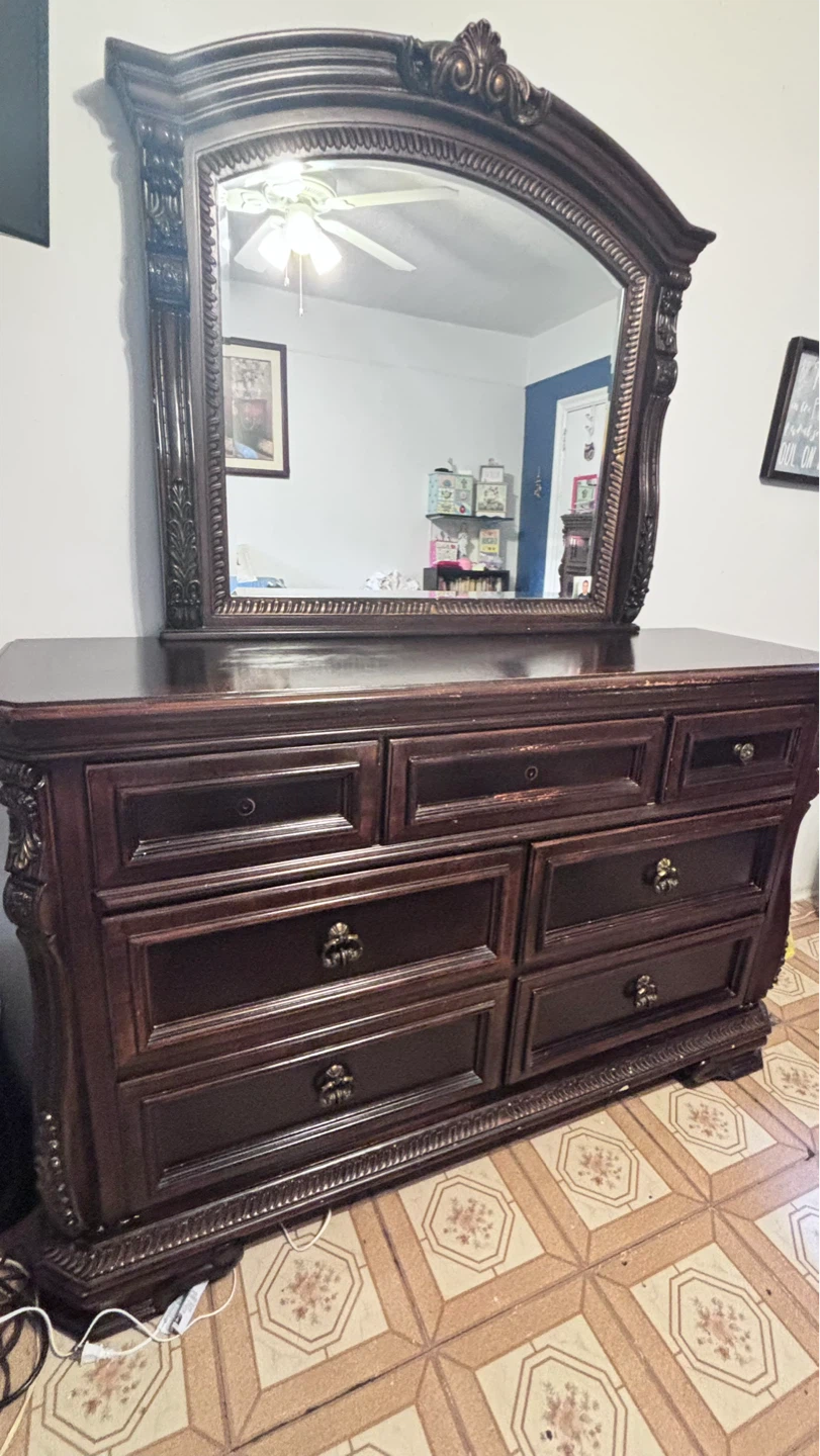Dark Wood Dresser with Mirror - photo 5