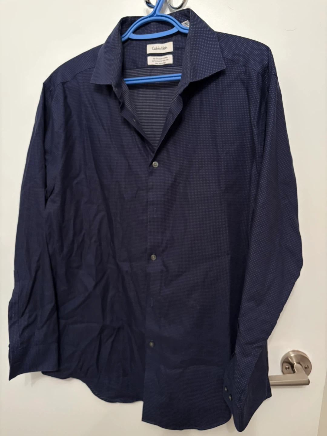 Calvin Klein Slim Fit Dress Shirt - Navy, Size 17 1/2