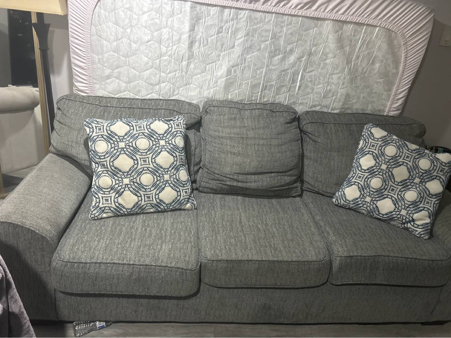 Gray Sofa with Decorative Pillows