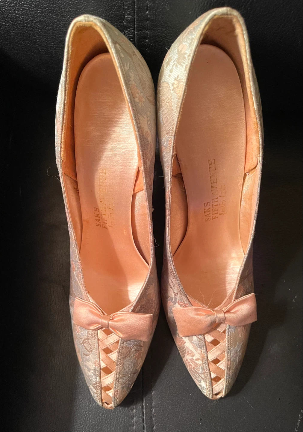 Vintage Saks Fifth Avenue Brocade Heels with Bows