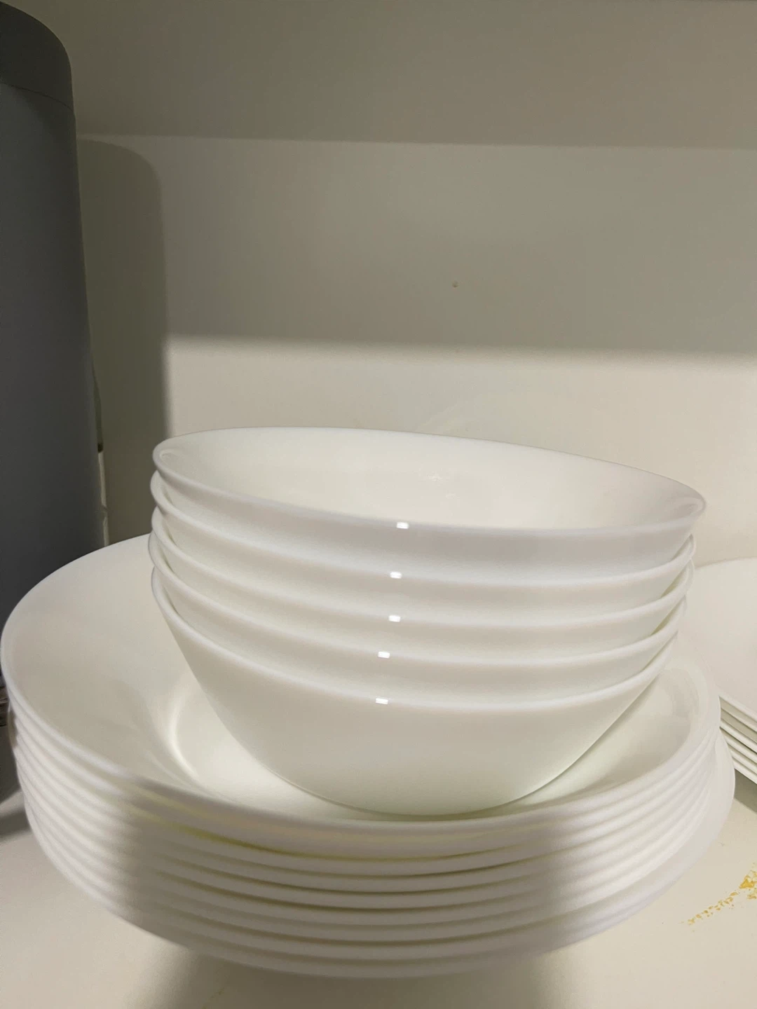 Stack of White Bowls and Plates