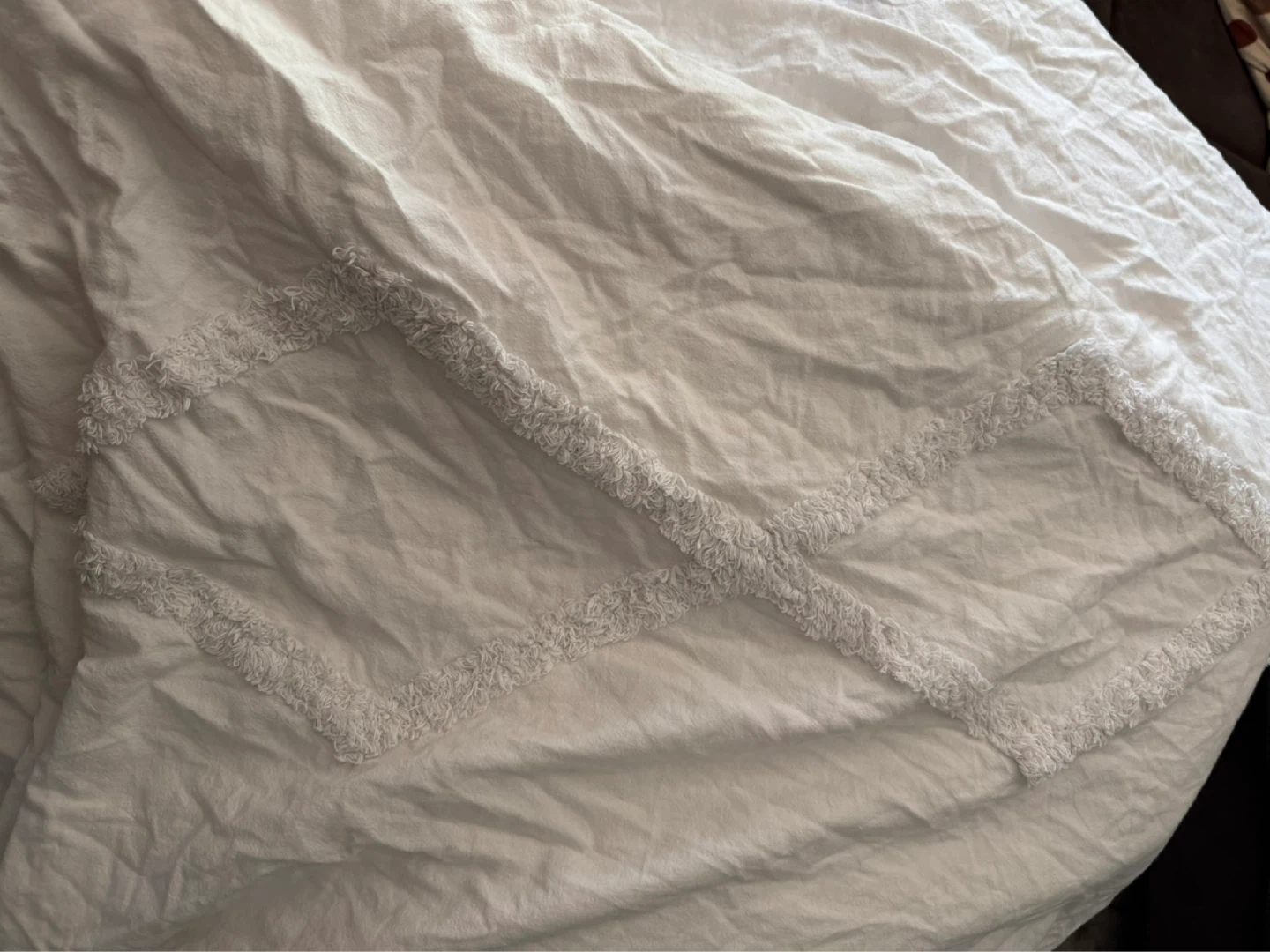 White Duvet Cover with Textured Pattern- Queen - photo 2