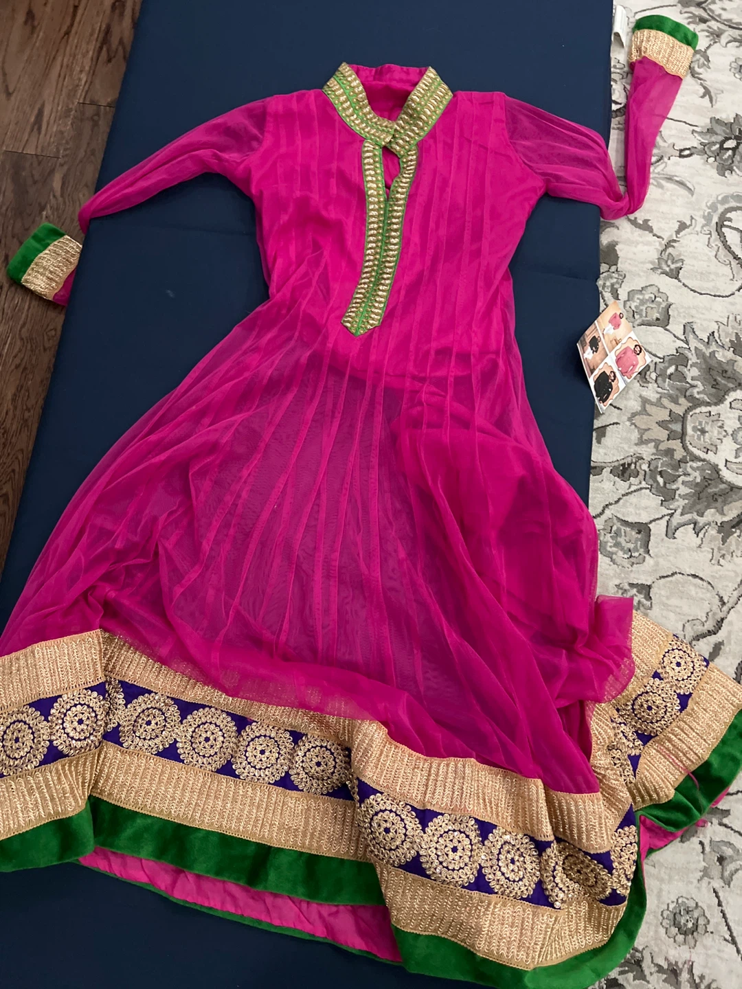 Pink Anarkali Dress with Embellished Border - photo 2