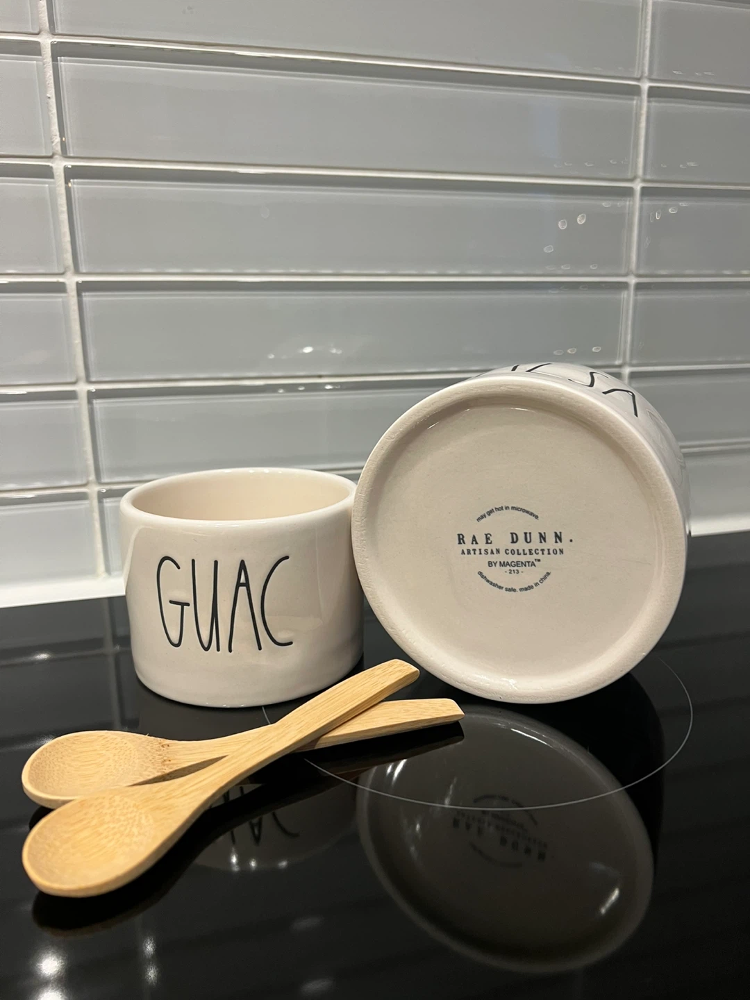 Rae Dunn "Guac" and "Salsa" Bowls with Spoons - photo 2