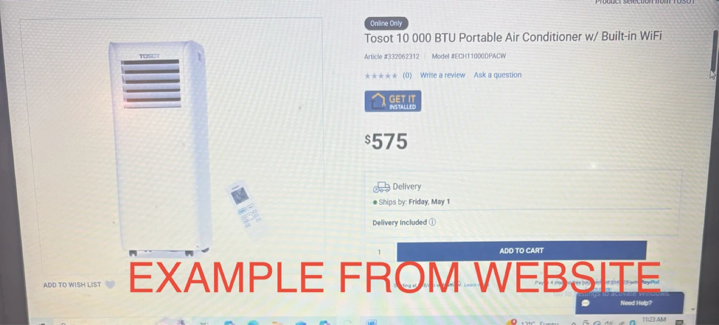 Tosot 10,000 BTU Portable Air Conditioner