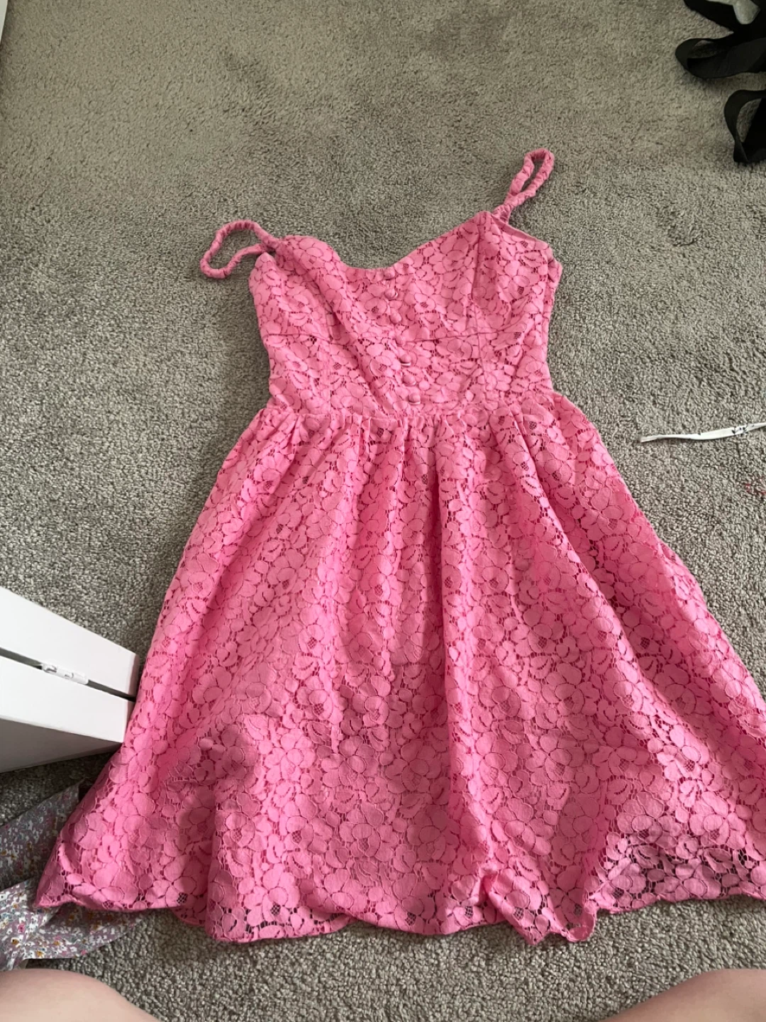 Aritza Pink Lace Spaghetti Strap Dress