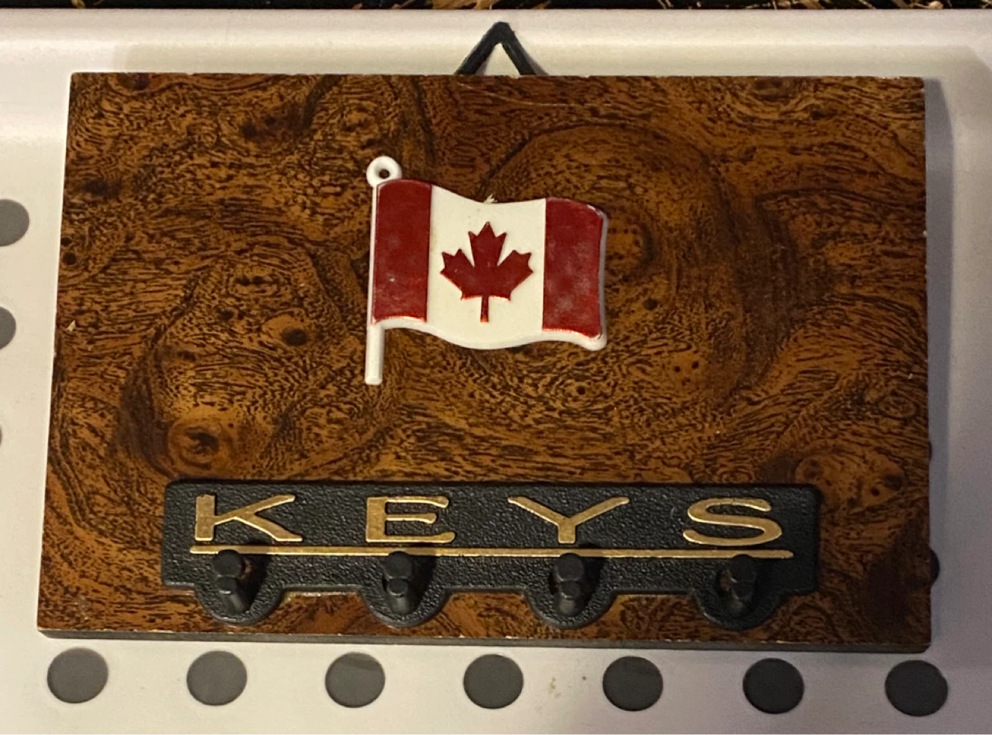 Wooden Canadian Flag Key Holder