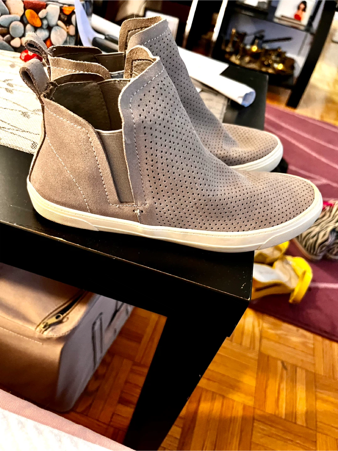 Perforated Suede Chelsea Boots