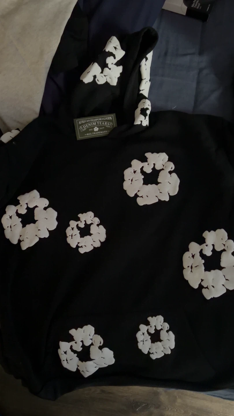 Denim Tears Black Hoodie with White Graphic