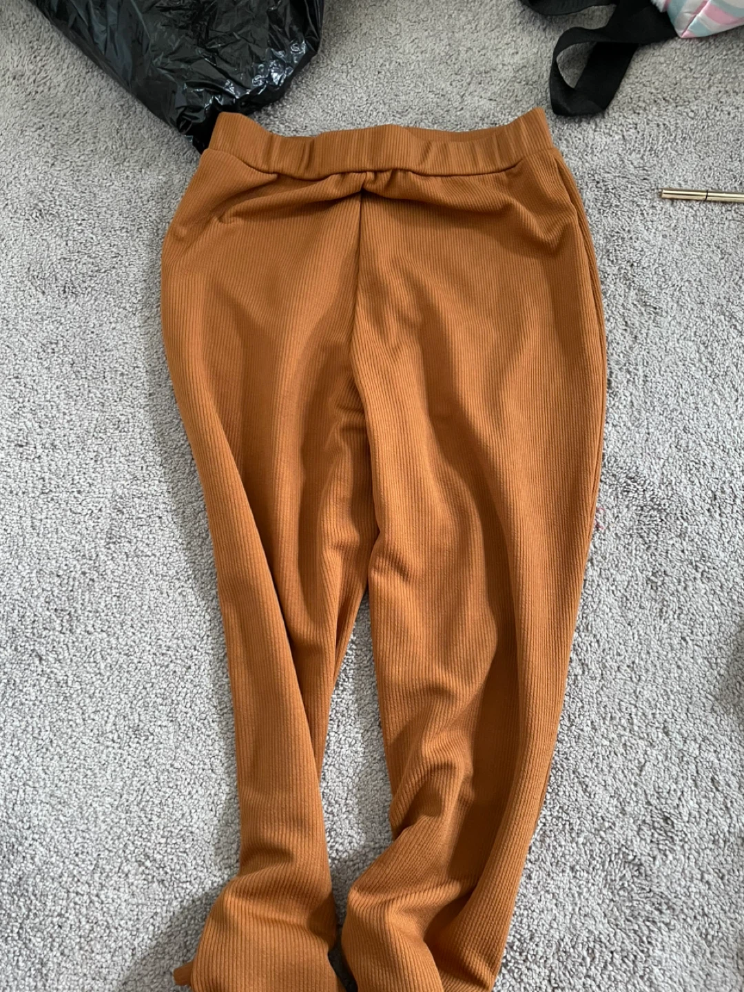 Orange Ribbed Set - Top and Pants