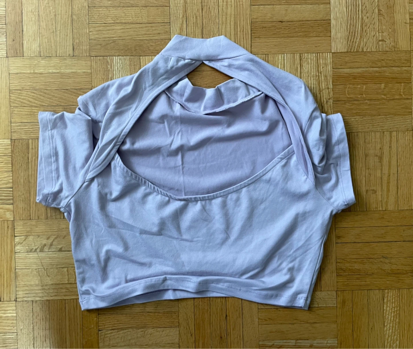 Lilac Cropped T-Shirt with Open Back - photo 2