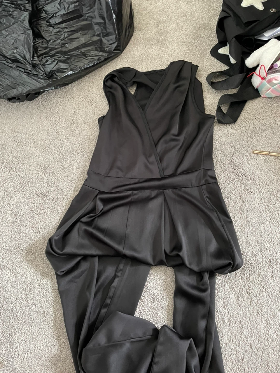 Black Sleeveless Wide-Leg Jumpsuit