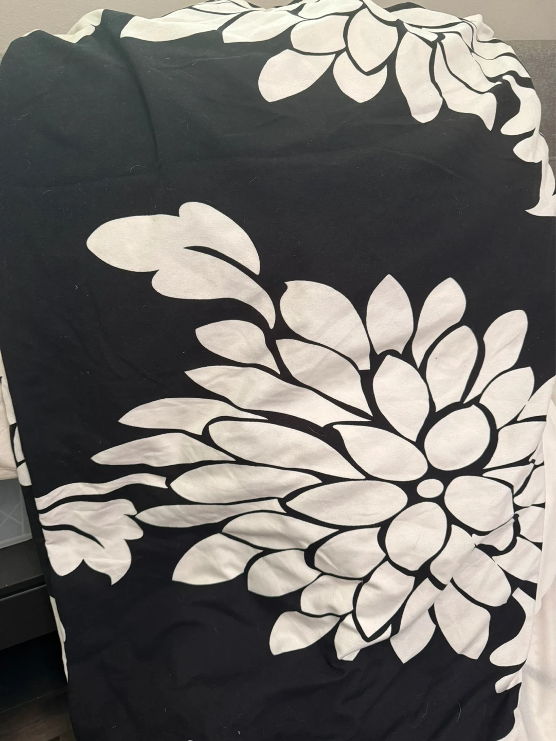 Black and White Floral Reversible Duvet Cover