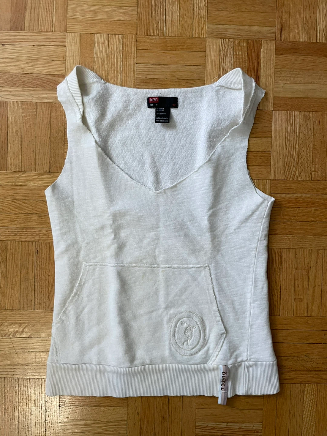 Diesel White Cotton Sleeveless V-Neck Top Size M