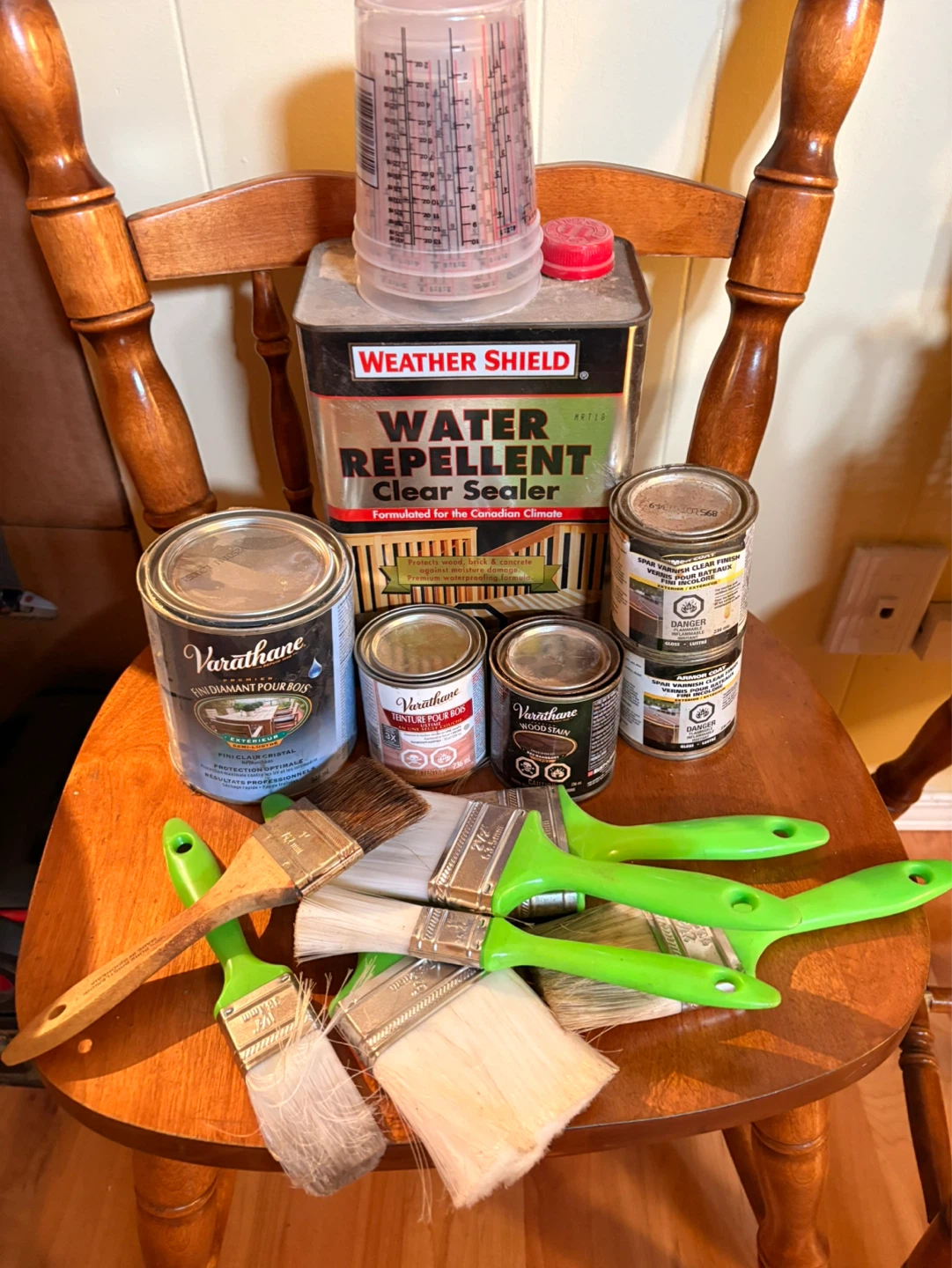 Varathane and Weather Shield Wood Finishes with Brushes