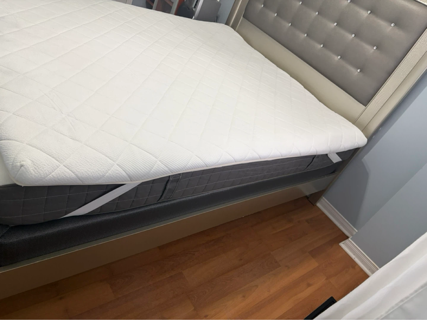 Tufted Queen Headboard with Faux Croc Trim - photo 5