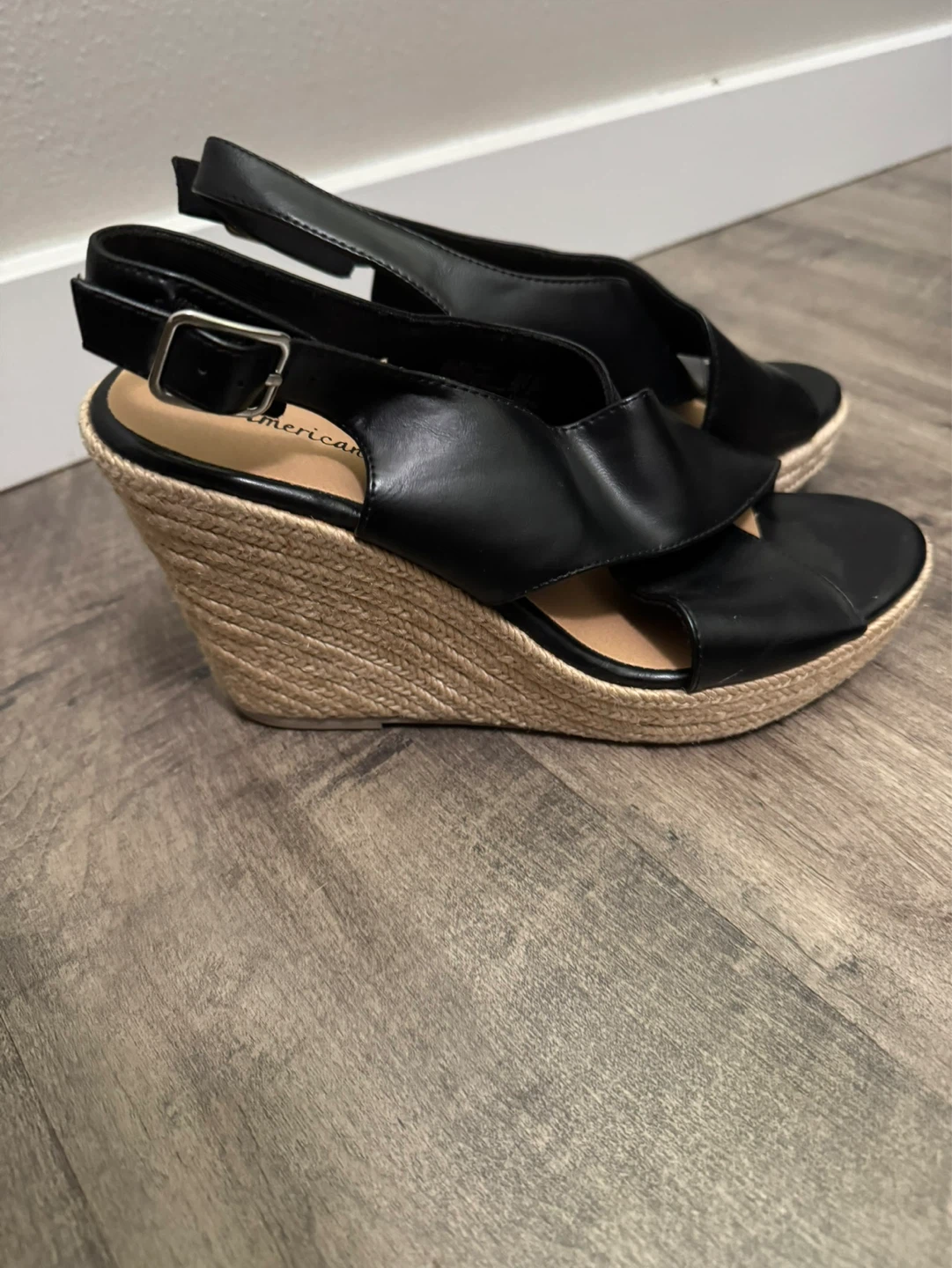 American Eagle Black Wedge Espadrille Sandals - photo 2