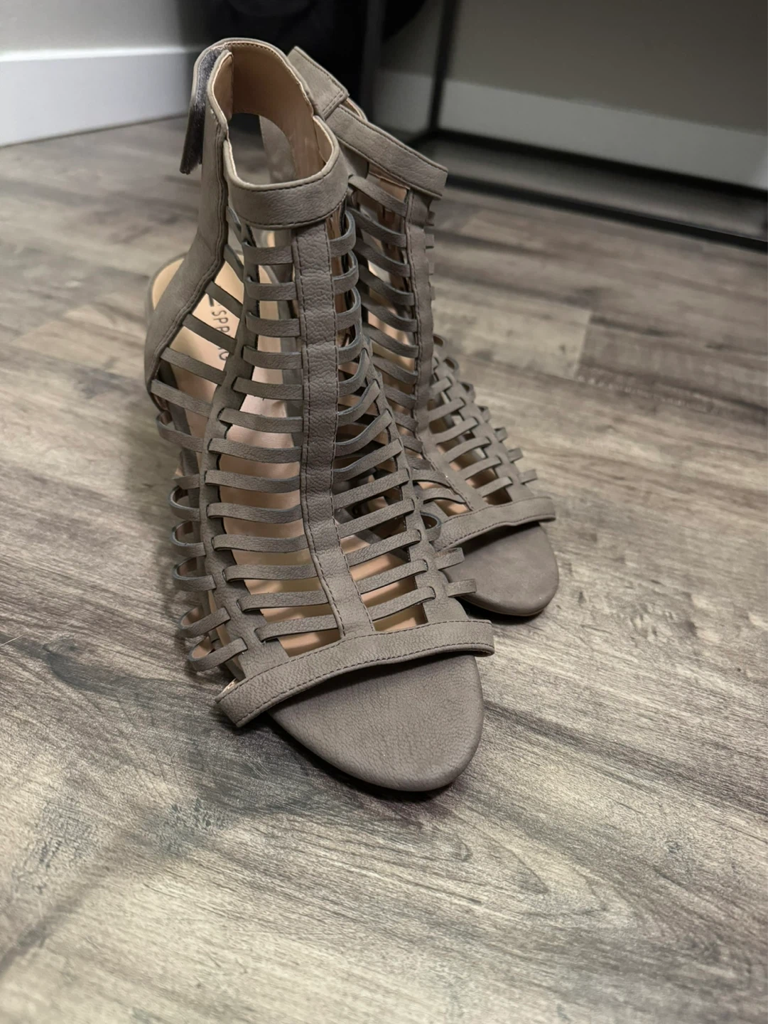 Call it Spring Grey Cage Heeled Sandals