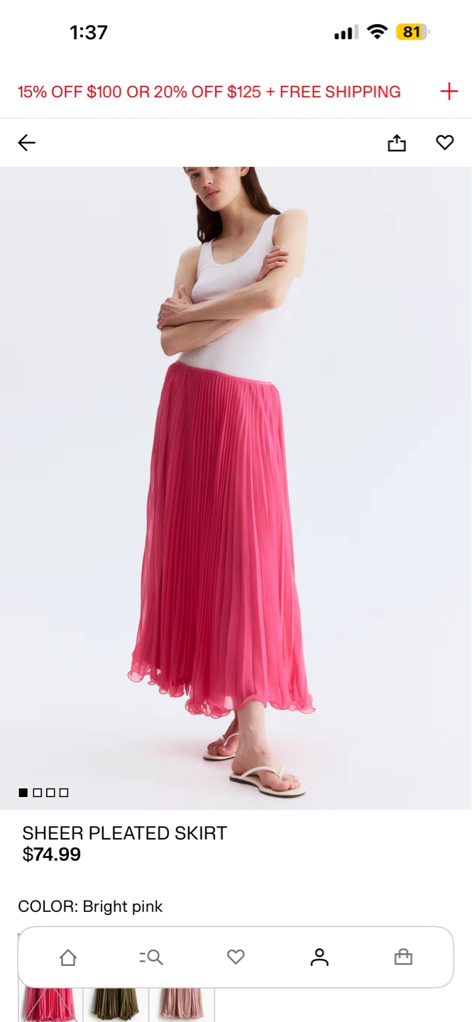 H&M Sheer Pleated Maxi Skirt - Bright Pink - photo 4
