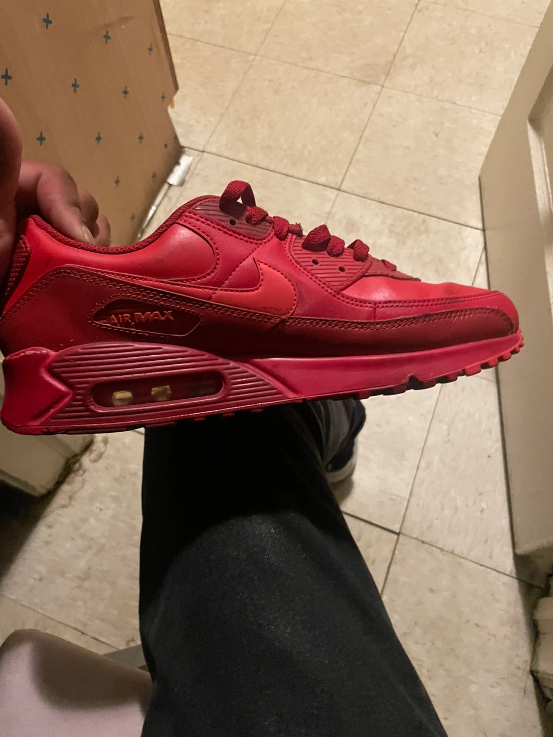 Nike Air Max 90 Red Leather Sneakers - US 10.5 - photo 5