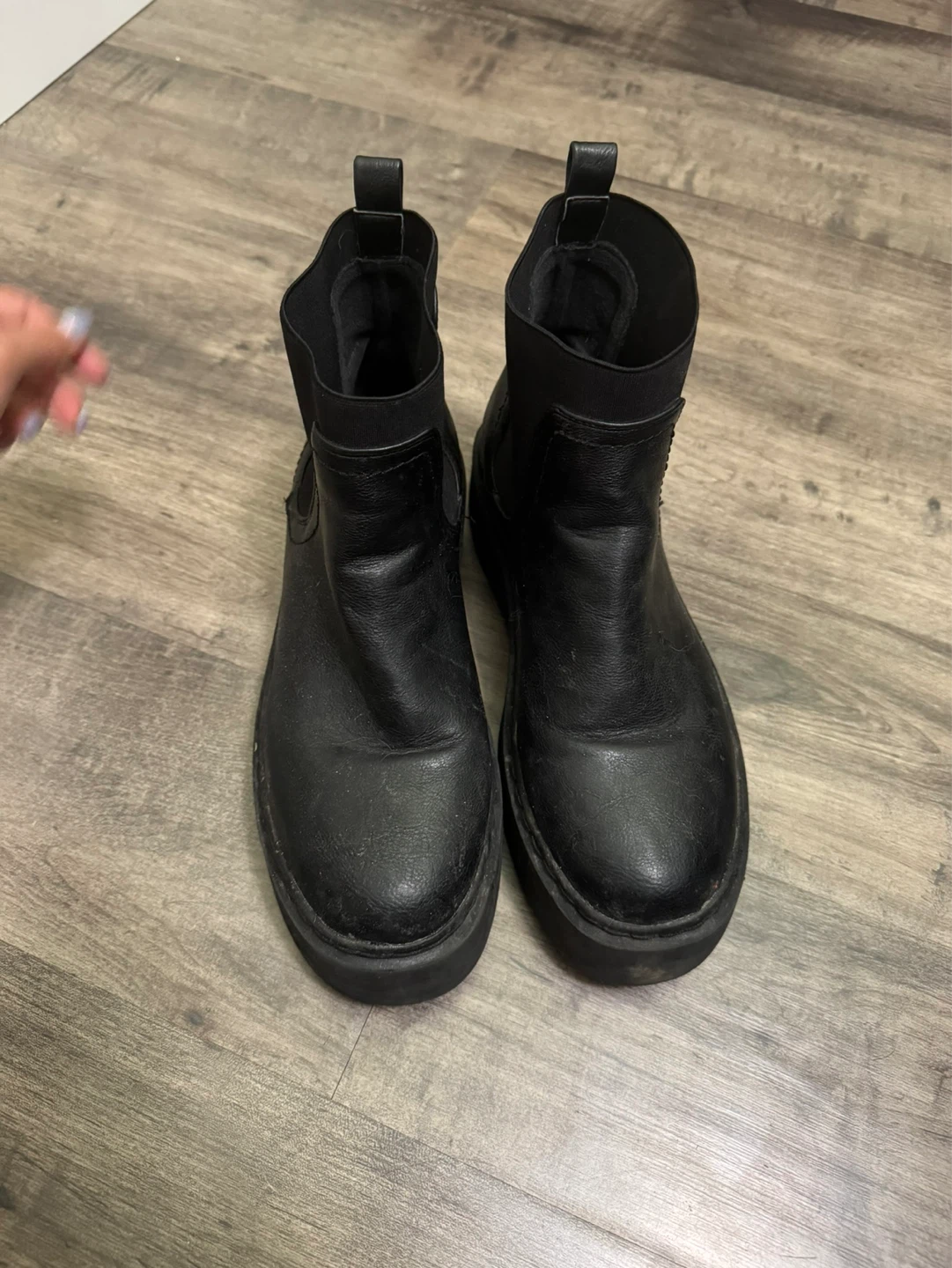 Black Leather Chelsea Combat Boots