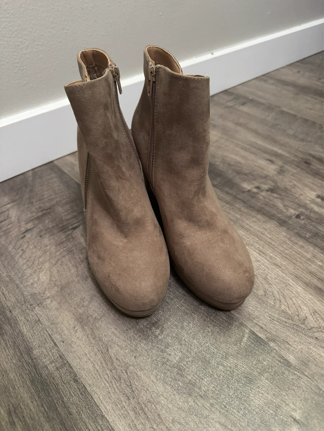 Women's Taupe Wedge Ankle Boots - Size 10