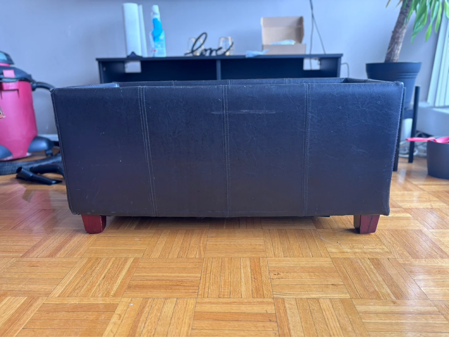 Black Faux Leather Storage Ottoman Bench with Trays - photo 3