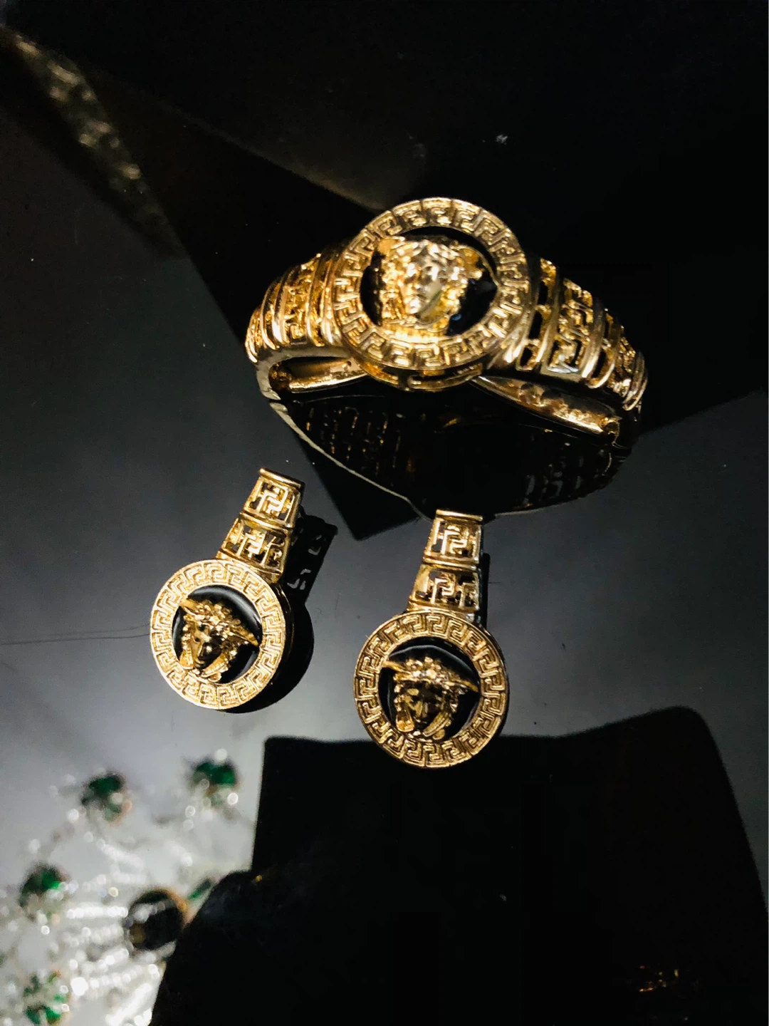 Versace Medusa Head Bracelet and Earring Set