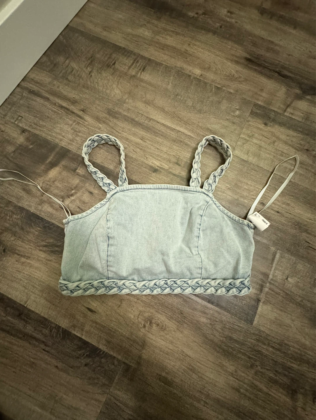 Light Wash Denim Crop Tank Top - Size M