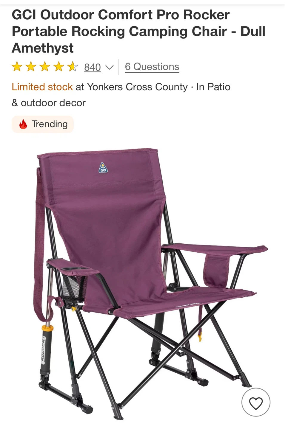 GCI Outdoor Comfort Pro Rocker Portable Camping Chair -