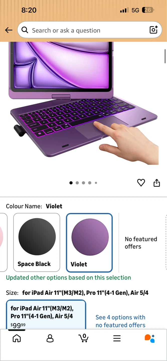 NEW! TYPECASE VIOLET KEYBOARD Case- iPad Air 11" & iPad Pro 11" - photo 2