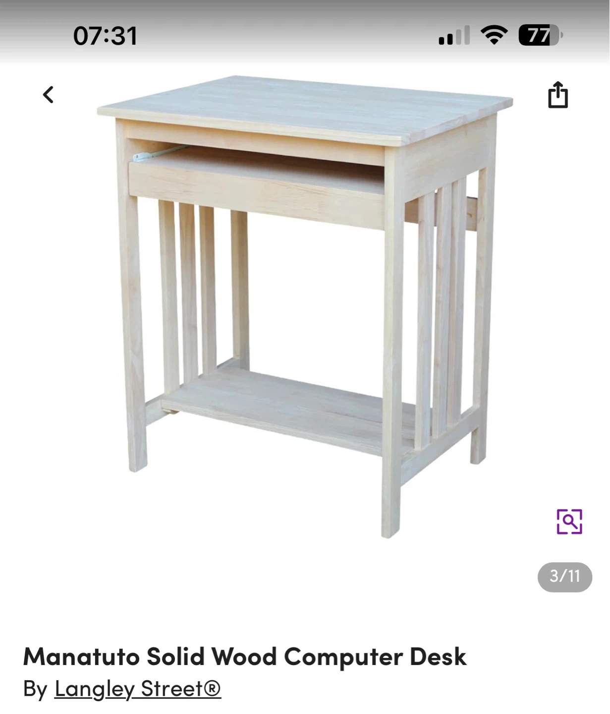 New in Box - Manatuto Solid Wood Computer Desk - photo 3