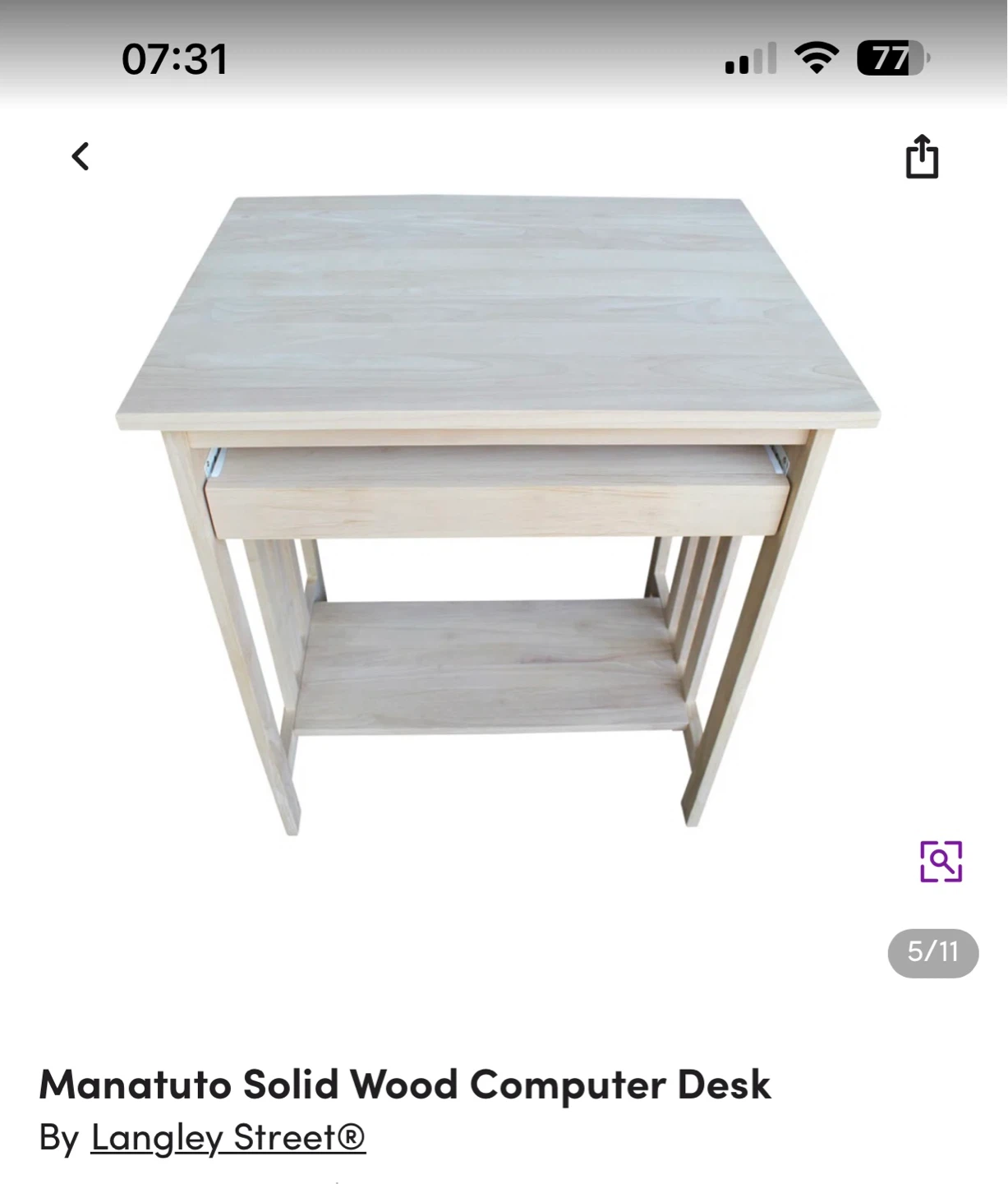 New in Box - Manatuto Solid Wood Computer Desk - photo 5