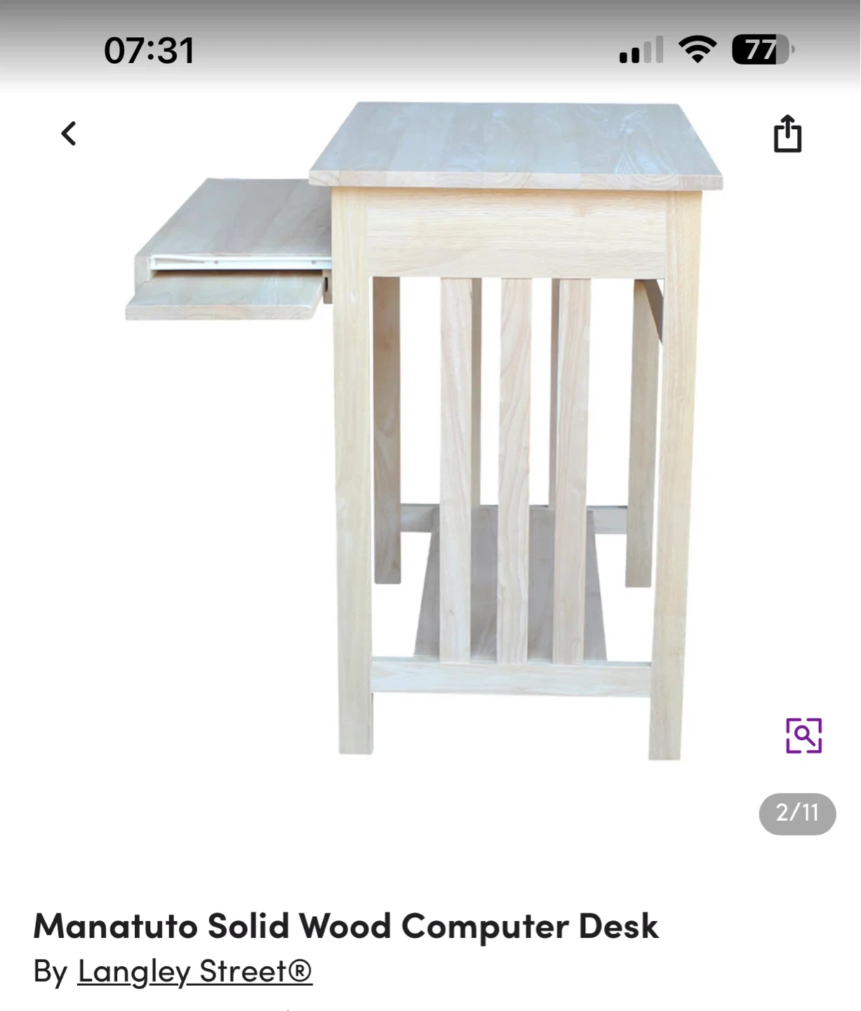 New in Box - Manatuto Solid Wood Computer Desk - photo 2