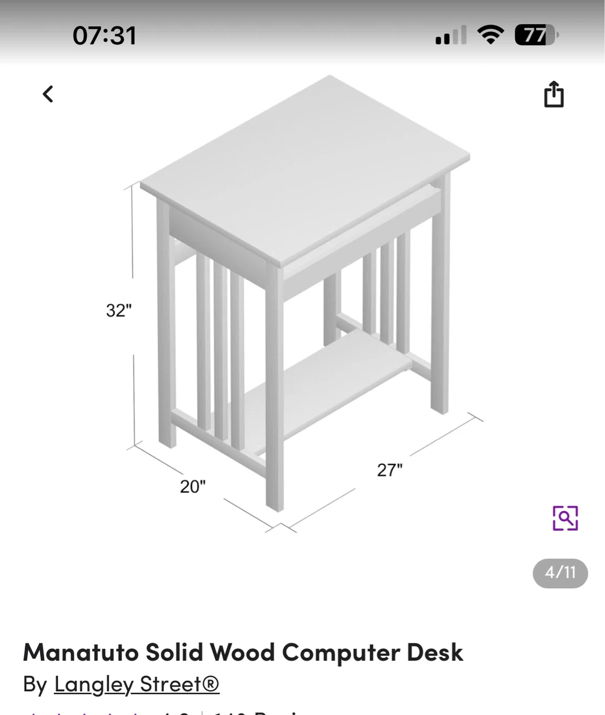 New in Box - Manatuto Solid Wood Computer Desk - photo 4