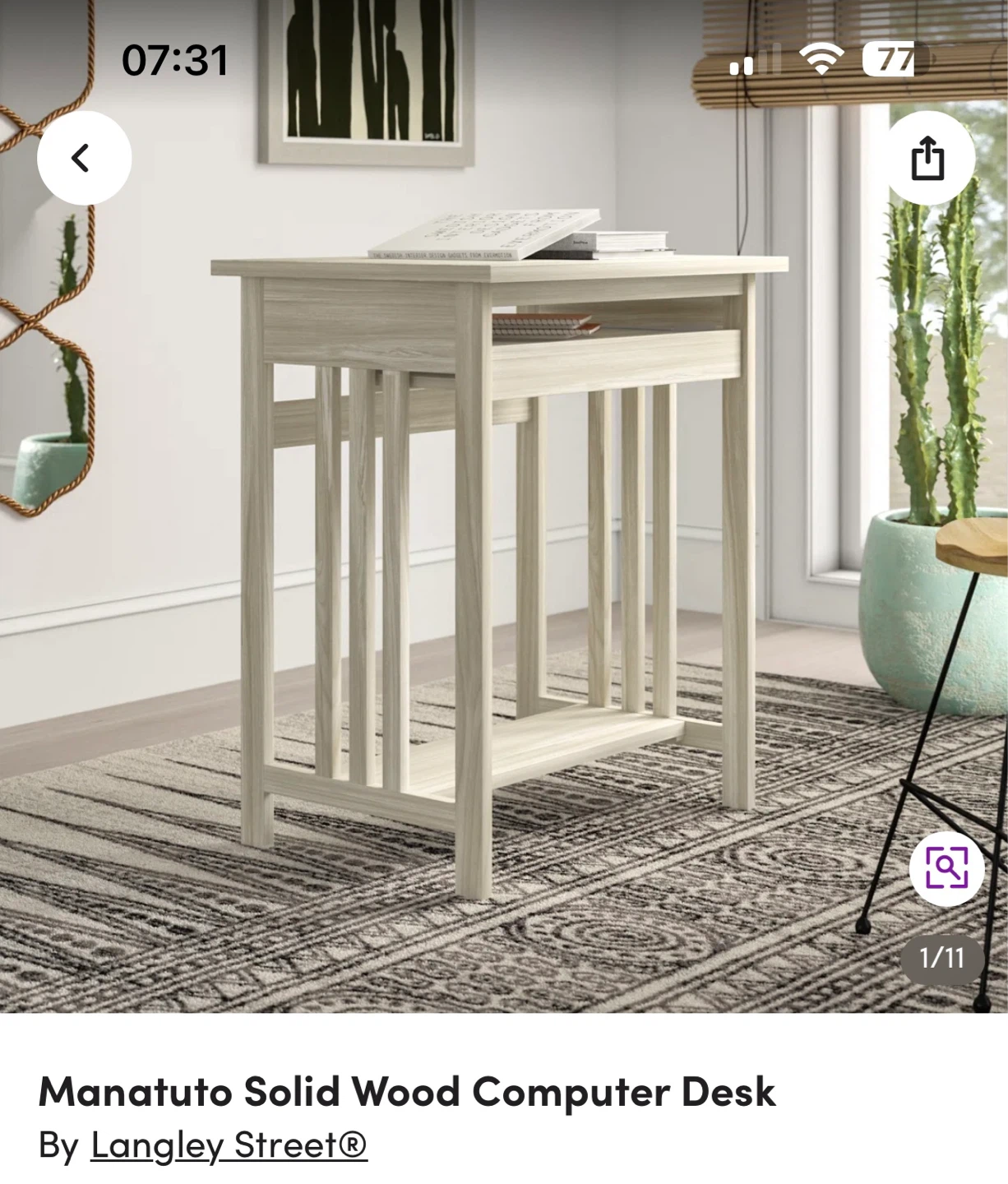 New in Box - Manatuto Solid Wood Computer Desk