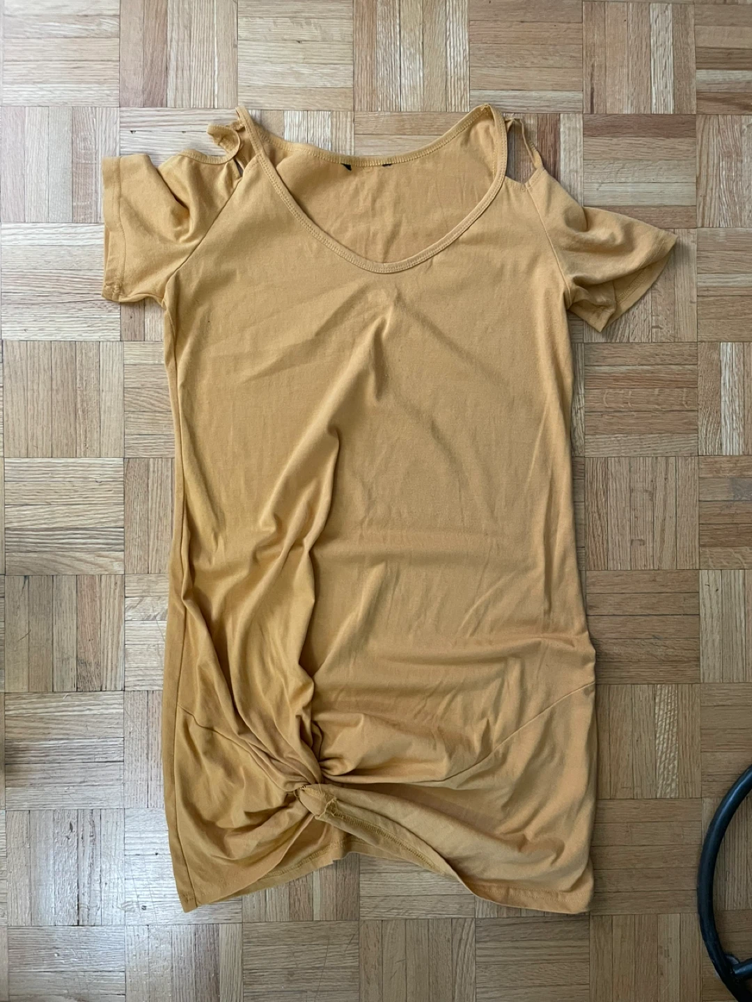 Mustard Yellow Cold Shoulder Knot Dress