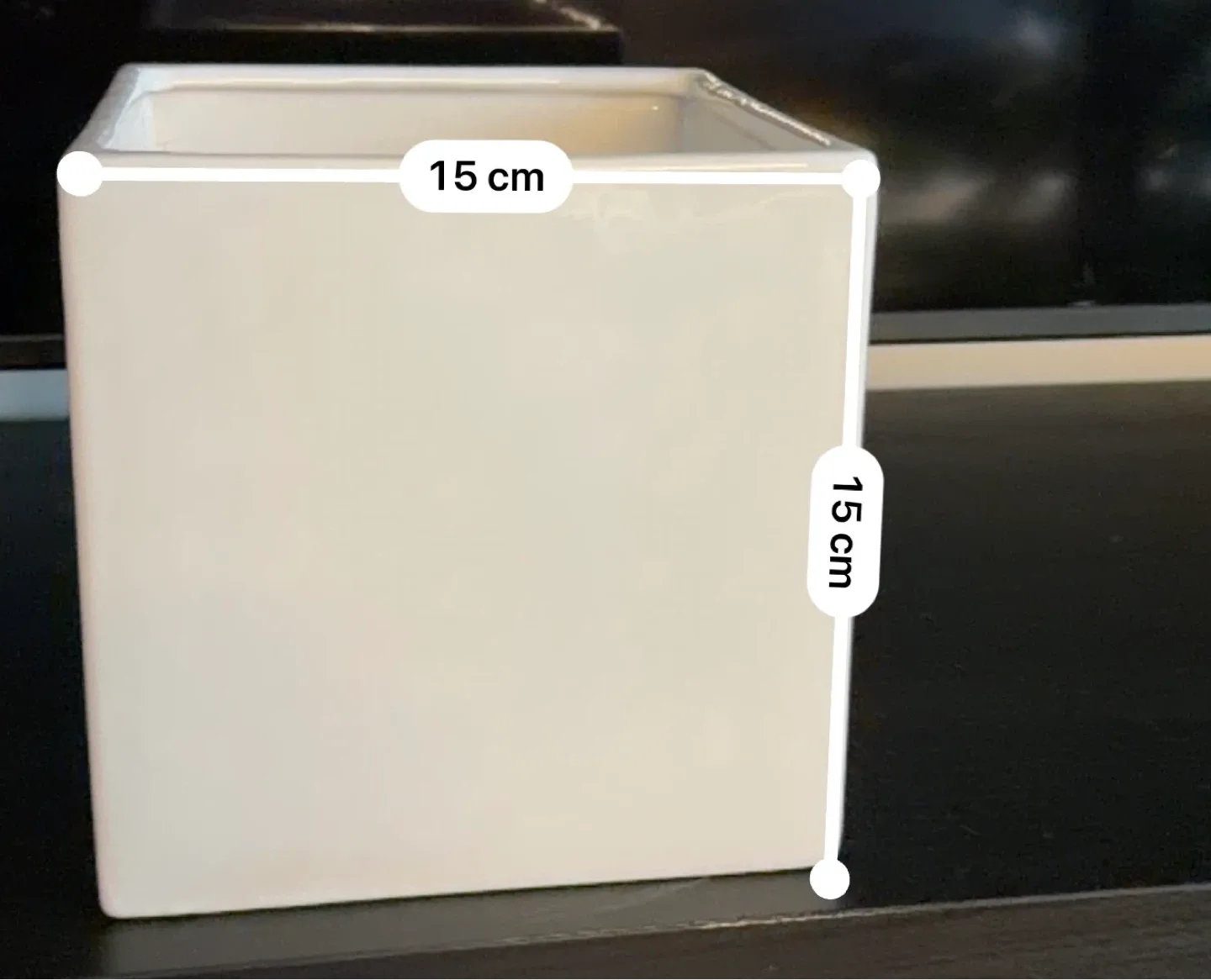 White Ceramic Square Planter Pot - photo 3