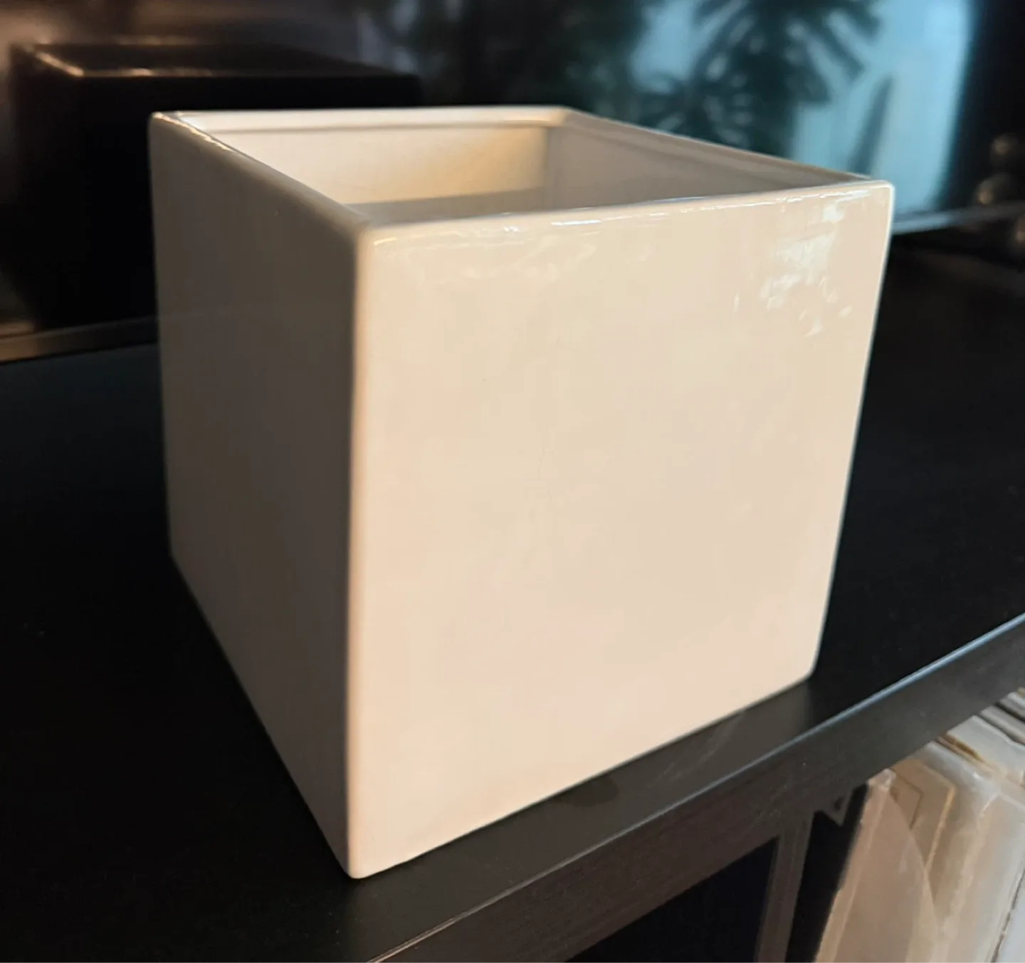 White Ceramic Square Planter Pot - photo 2