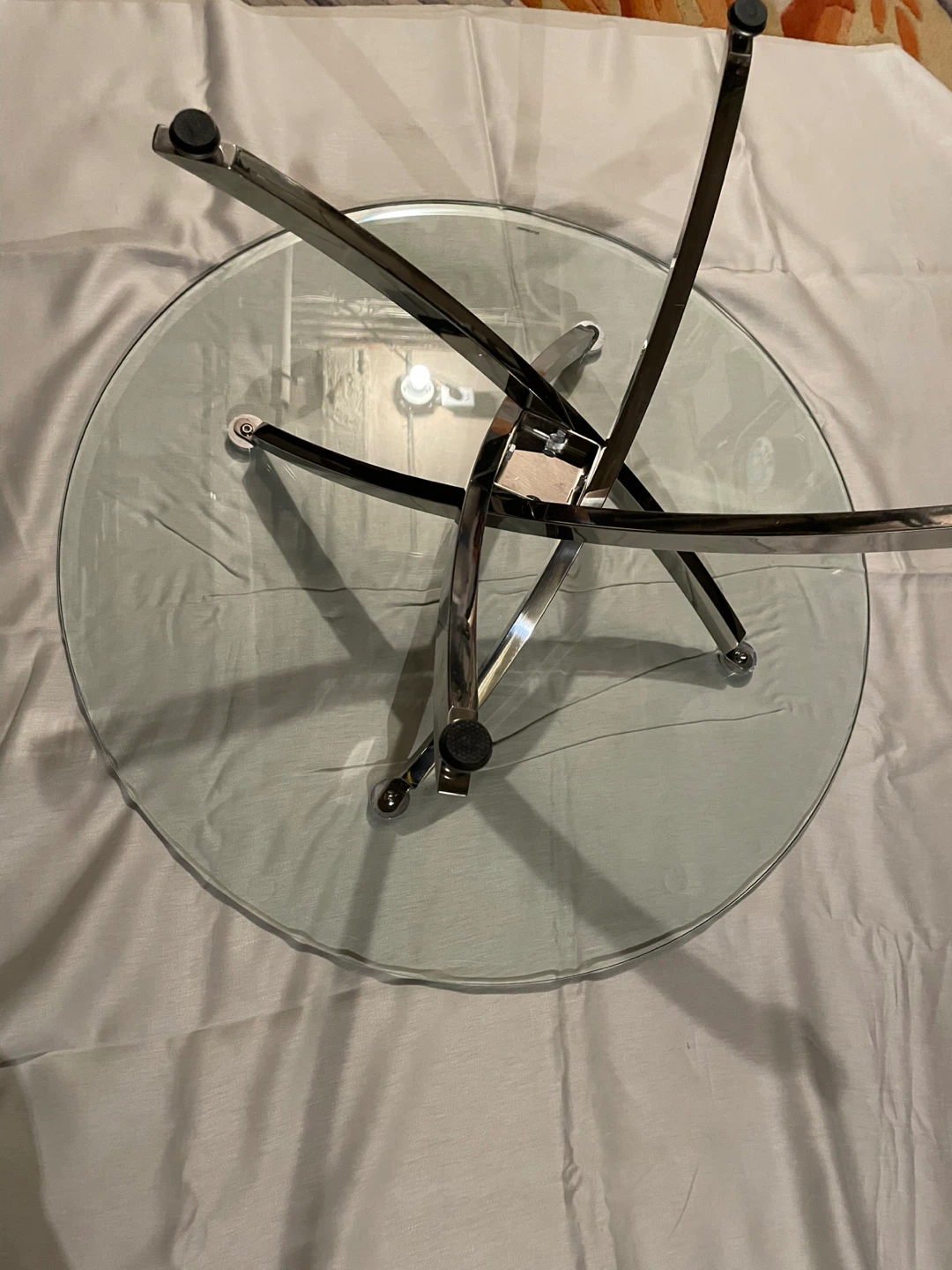 Round Glass Top Side Table with Chrome Base
