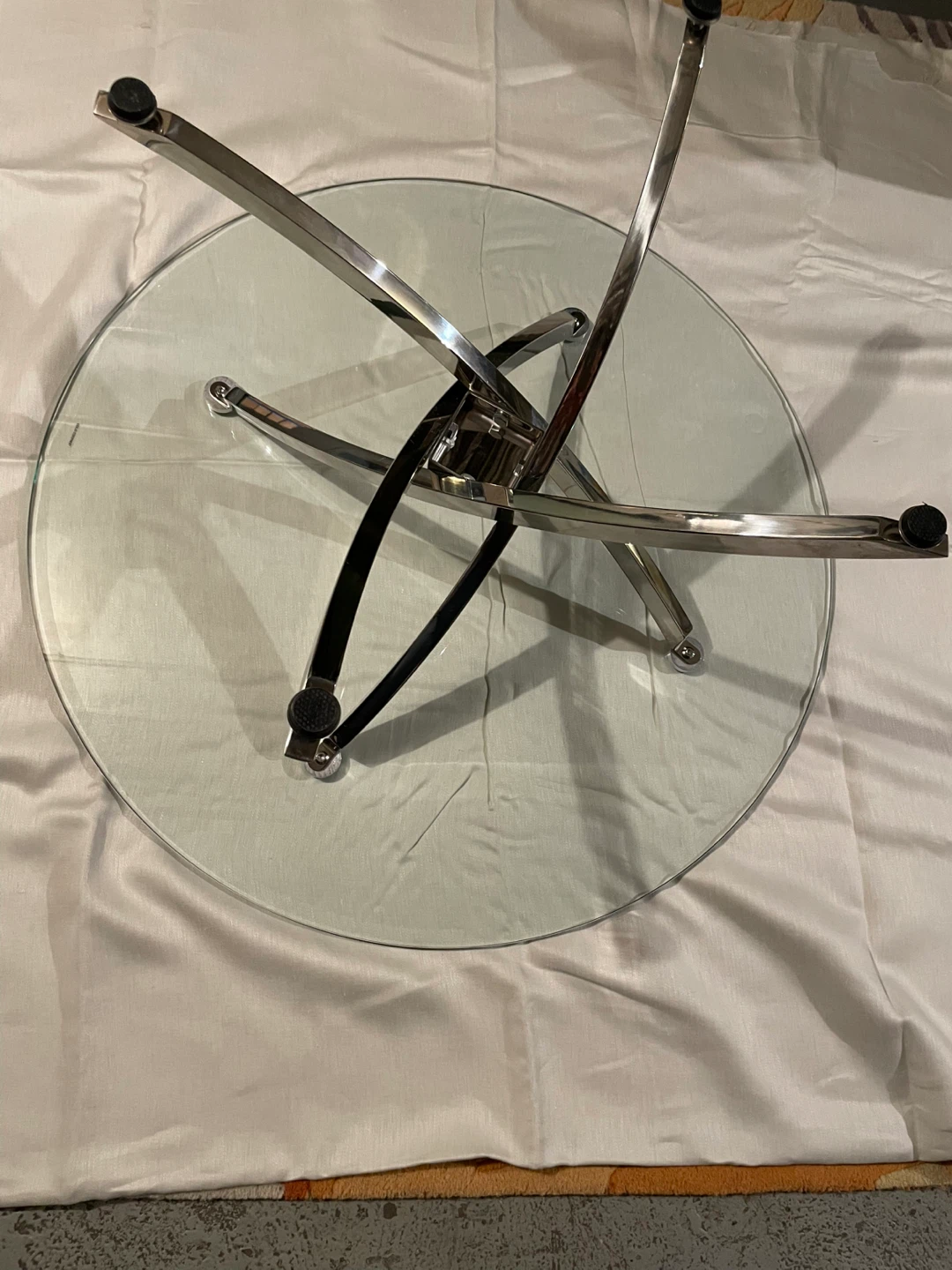 Round Glass Top Side Table with Chrome Base - photo 2