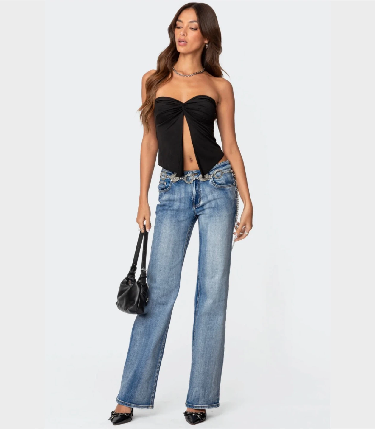 Black Strapless Twist Front Top - photo 2