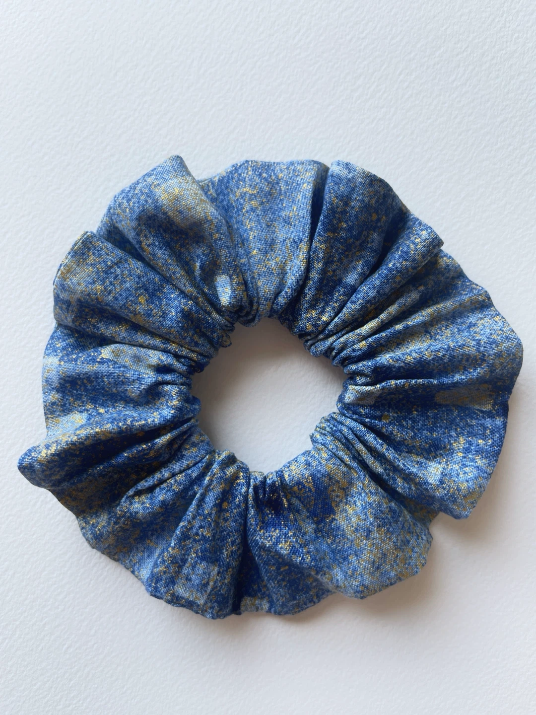 Blue and Gold Japanese Fabric Scrunchie