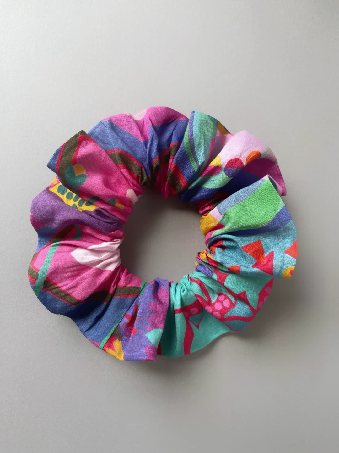 Liberty Scrunchie with abstract colourful print