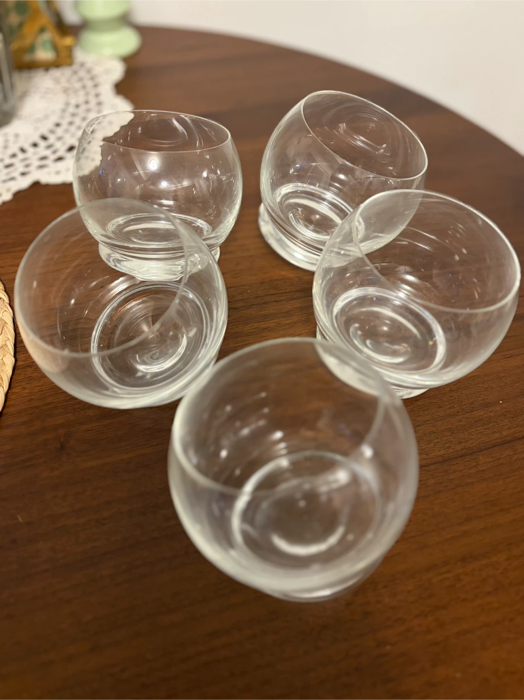 Set of 5 Clear Tilted Glasses