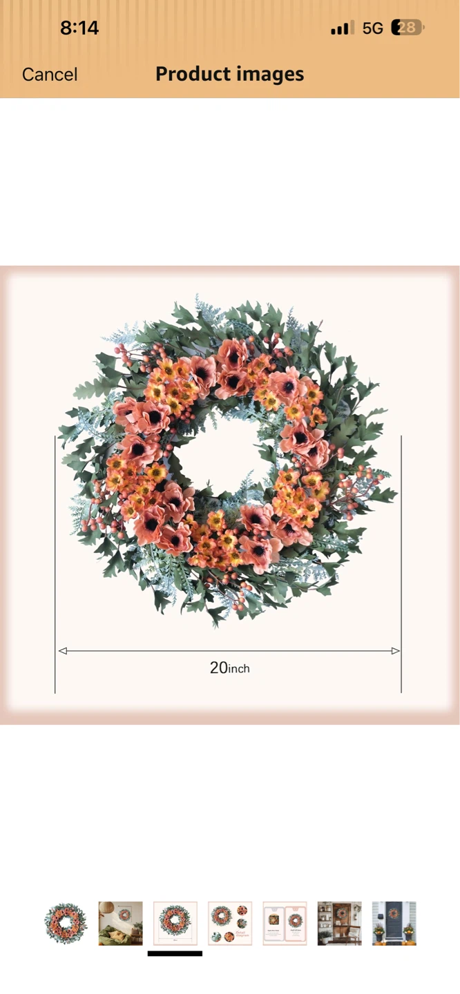 BNIB Idyllic Autumn Wreath - 20 Inch Artificial Floral - photo 2