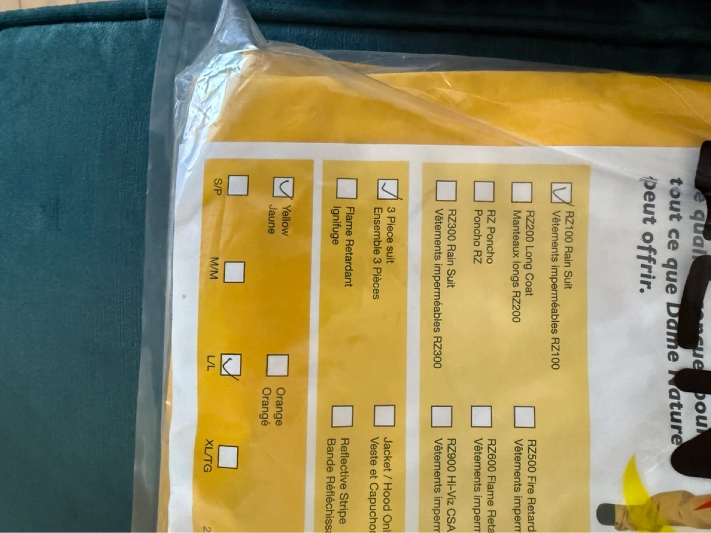ZENITH SEH080 RZ200 Yellow Rain Suit - photo 2